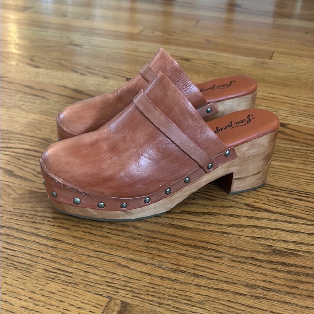 Free People Brown Leather Mules